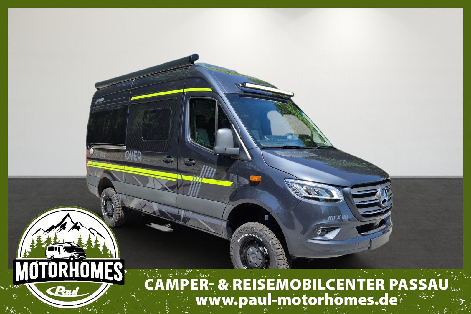 * **Modell 2025**\\* **Motor / Chassis:** Mercedes Sprinter 2,0 L - 419 CDI - 190 PS \\* **Leistung:** 140 kW / 190 PS\\* **Getriebe:** Automatik\\* **zul. Gesamtgewicht:** 4100 kg\\* **Bett(en):** Doppelbett\\* **Sitzgruppe:** Mittelsitzgruppe\\* **Po...